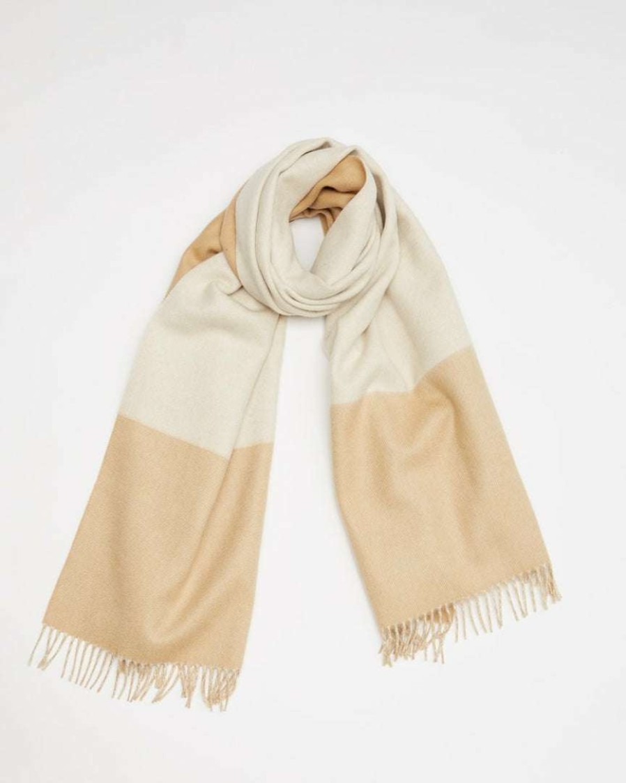 Accessories * Tentree Rws Wool Woven Scarf Cartouche Brown Elm White Heather