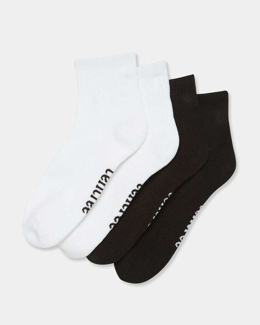 Accessories * Tentree Quarter Socks (2-Pack) New Arrivals White Jet Black