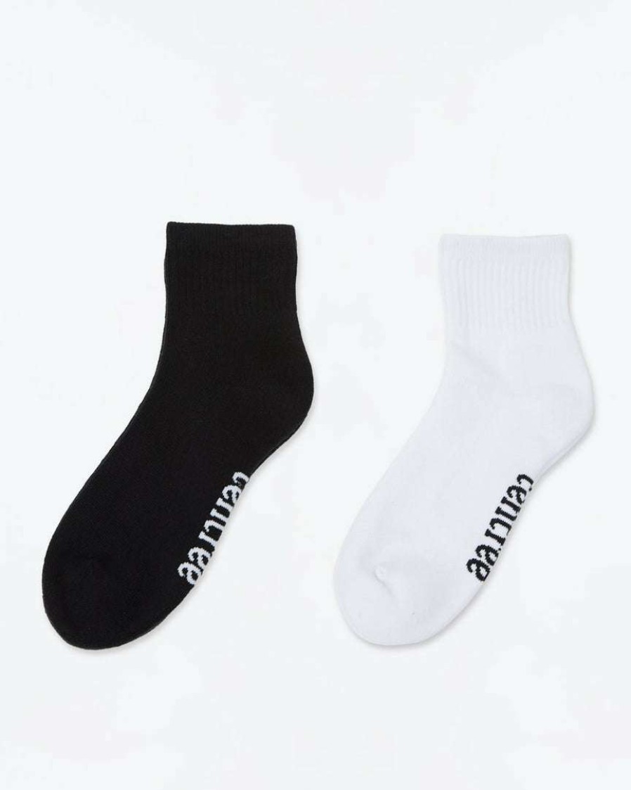 Accessories * Tentree Quarter Socks (2-Pack) New Arrivals White Jet Black