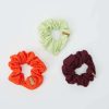 Accessories * Tentree Upcycled Organic Cotton Scrunchies (3-Pack) Electric Orange Fig Honeydew