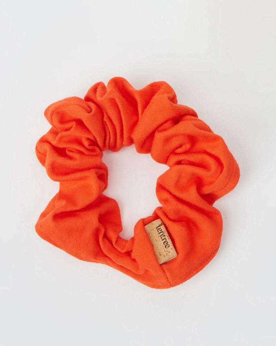 Accessories * Tentree Upcycled Organic Cotton Scrunchies (3-Pack) Electric Orange Fig Honeydew