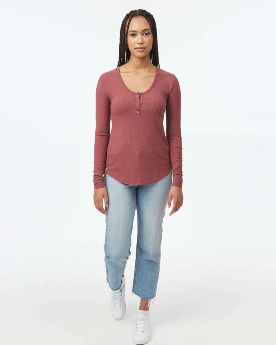 Women * Tentree Women Ribbed Henley Longsleeve