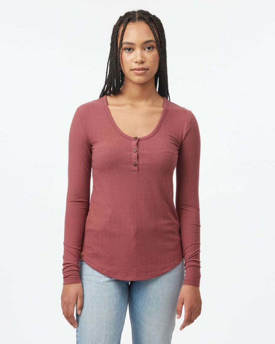 Women * Tentree Women Ribbed Henley Longsleeve