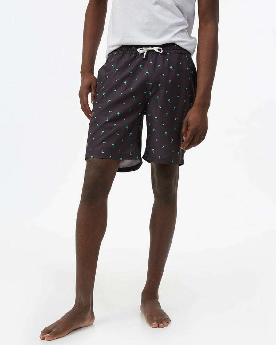 Men * Tentree Recycled Swim Short Meteorite Black Aop